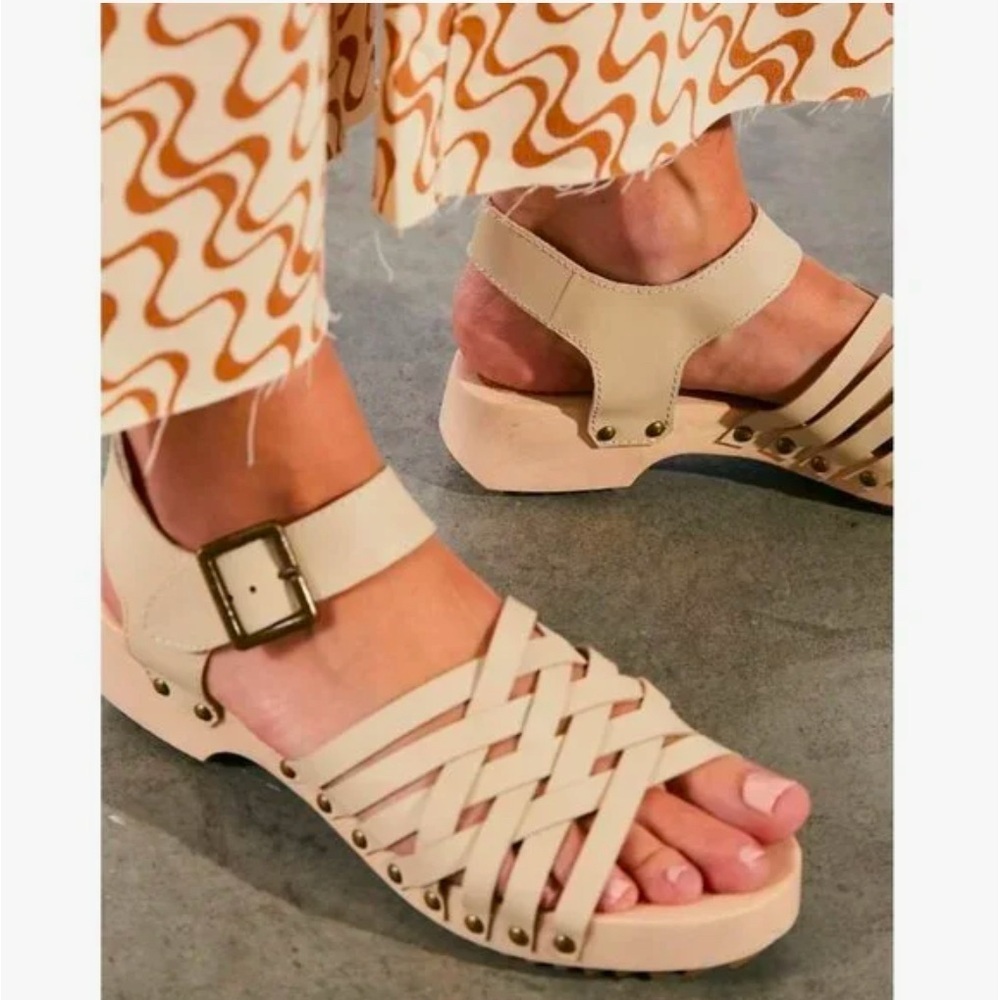 Anthropologie Kelsi Dagger Brooklyn Marling wedge strappy chunky sandal Y2K 90’s